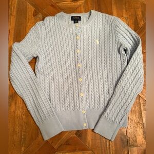 Large 12-14 Polo by Ralph Lauren Light Blue Cable Knit Sweater